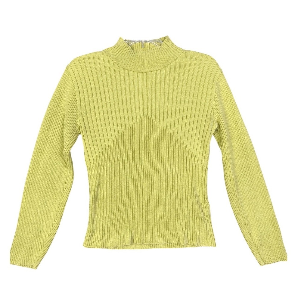 Women’s Lime Ribbed V-Neck Sweater